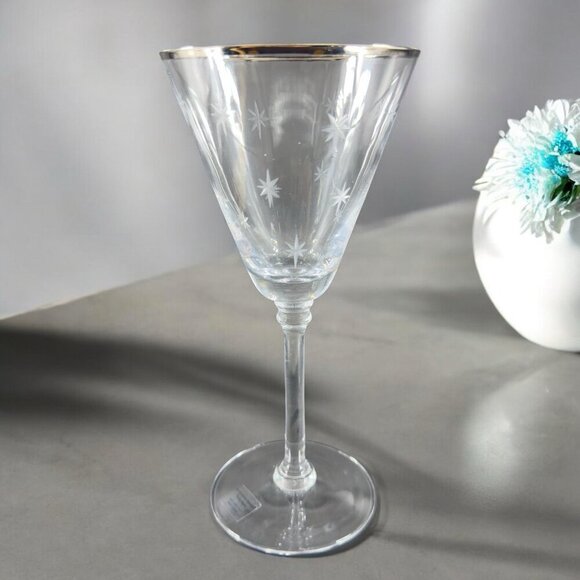 ST NICHOLAS SQUARE Tis the Season Clear Glasses Cups Set 2 Silver Band Etched - Picture 2 of 11